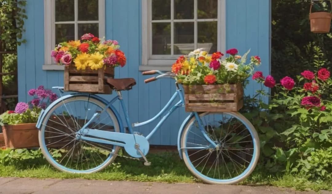 Stary rower w ogrodzie? Zaskakujący sposób na wyjątkowy kwietnik DIY